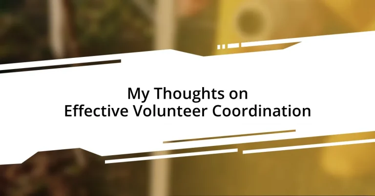 My Thoughts on Effective Volunteer Coordination