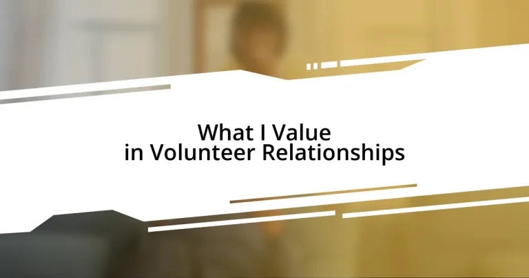 What I Value in Volunteer Relationships