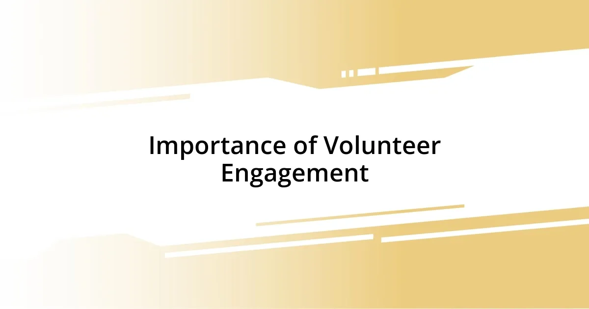 Importance of Volunteer Engagement